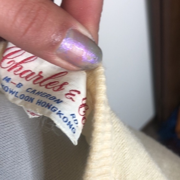 Charles & co yellow floral button up sweater size small​ - Picture 7 of 12